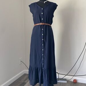 Nanette Lepore Navy Maxi Dress without Brown Belt